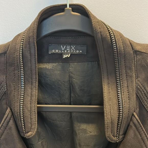 Vex Collection Dark Navy Blue Women's Jacket zipper on both wrist size 38 velvet - Picture 5 of 8
